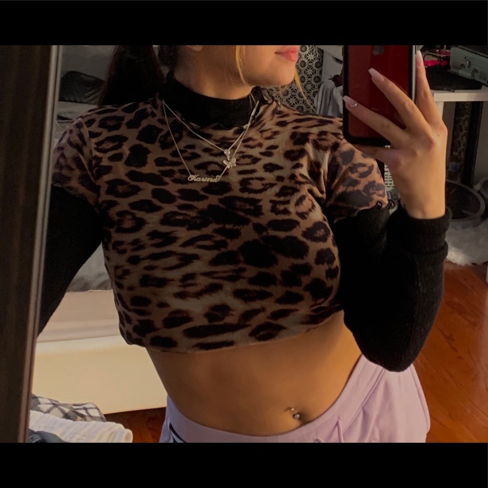 *only worn in this picture* Sheer leopard shirt
